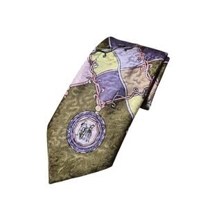 Reine Seide 100% Silk Necktie Gino Pilati Purple and Green Baroque